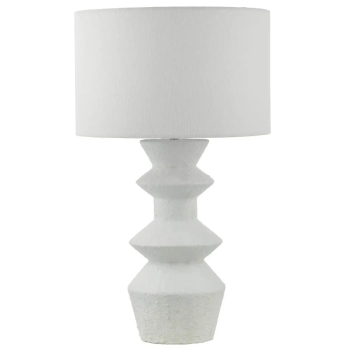 Abażurowa nocna lampka Bidelia BID422 lniana na komodę biała