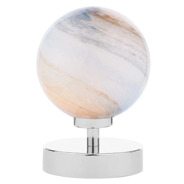 Okrągła lampa stołowa Esben ESB4150-07 szklana kula chrom