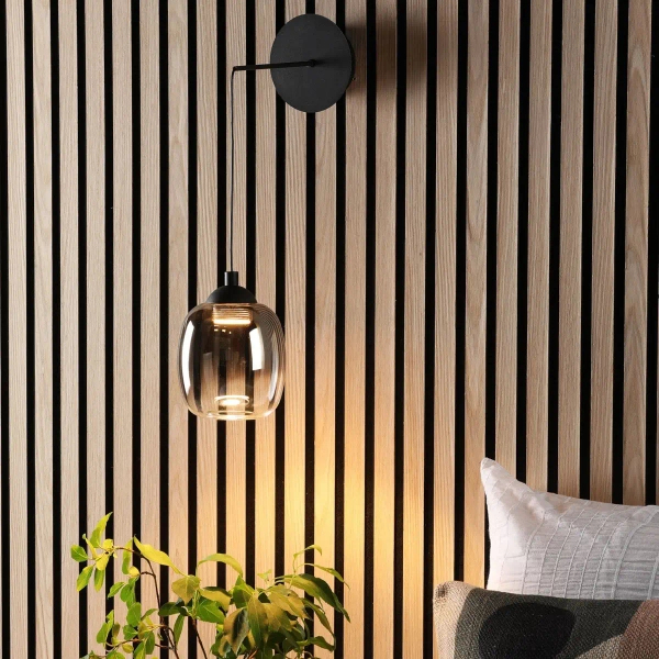 Szklana lampa ścienna Ramona RAM0722 LED 5,5W 3000K loftowa czarny