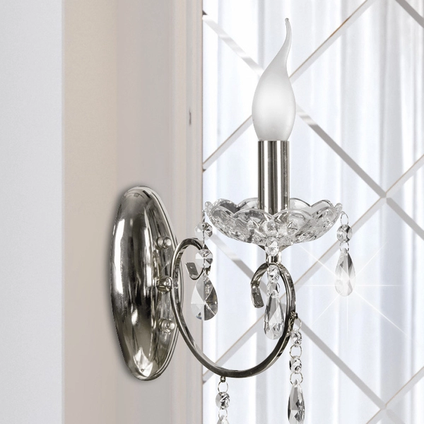 Ścienna lampa AURORA 21-96121 pałacowa z kryształkami glamour chrom