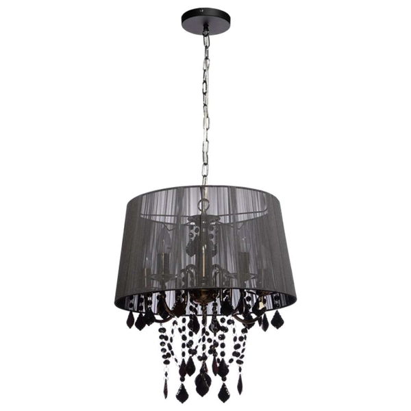 LAMPA wisząca MONA LP-5005/3P czarna Light Prestige abażurowa OPRAWA z kryształkami ZWIS glamour crystal czarny