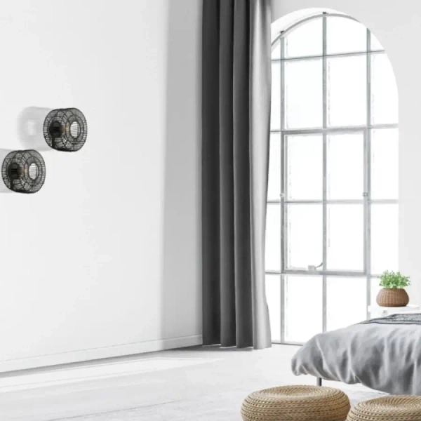 Ażurowy ścienny kinkiet do sypialni 20240 nocny rattanowy czarny