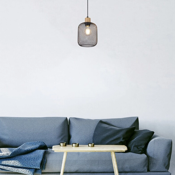 Metalowy zwis ażurowy Grendel 3131 czarna lampa wisząca do sypialni