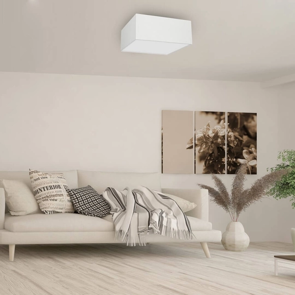 Kwadratowa lampa sufitowa Albion natynkowa do holu biała