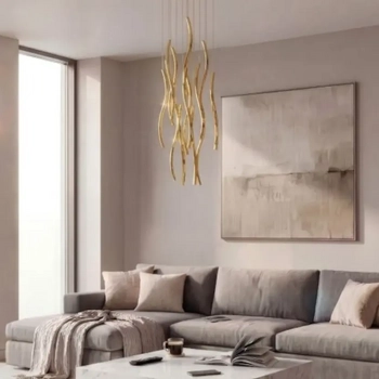 Kaskadowa lampa wisząca FLOW AZ6816 LED 180W 3000K ściemnialna złota