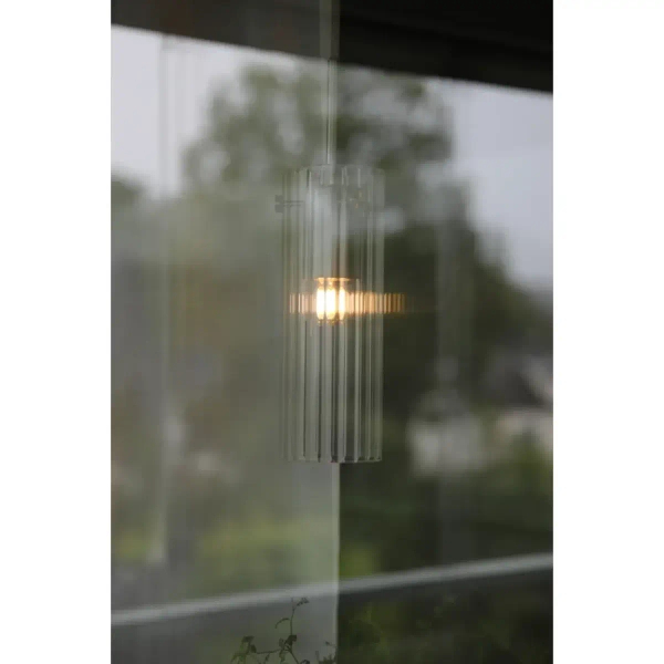 Szklana lampa zwisowa Tibia 109013 tubka żebrowana nikiel
