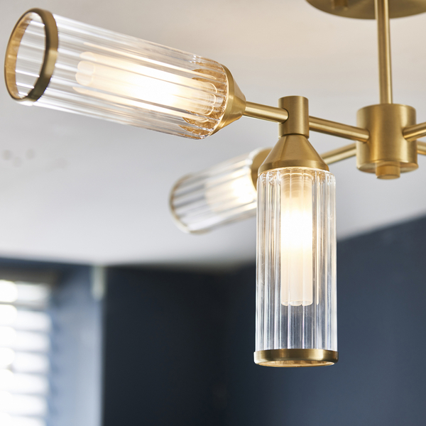 Sufitowa lampa L&-192213 Light& tuby szklane plisowane mosiądz