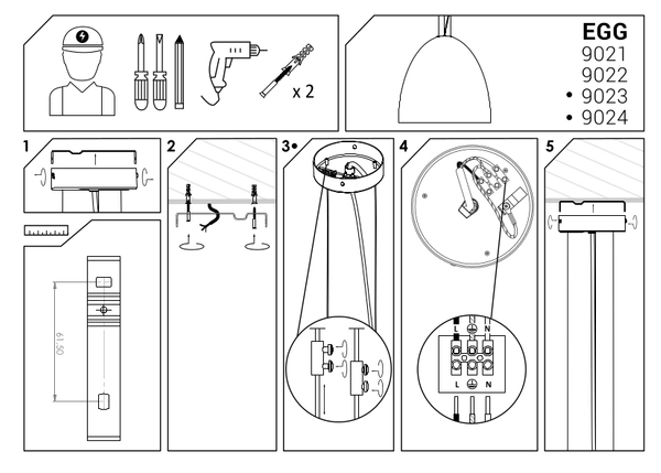 Biała lampa wisząca Egg 9021 nowoczesna do sypialni nad łóżko
