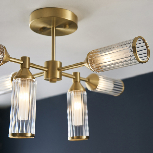 Sufitowa lampa L&-192213 Light& tuby szklane plisowane mosiądz