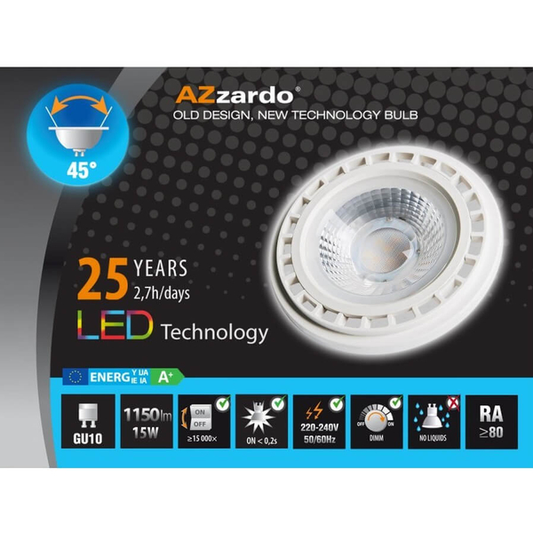 Żarówka AZ1500 Azzardo GU10 15W 1150lm 3000K biały