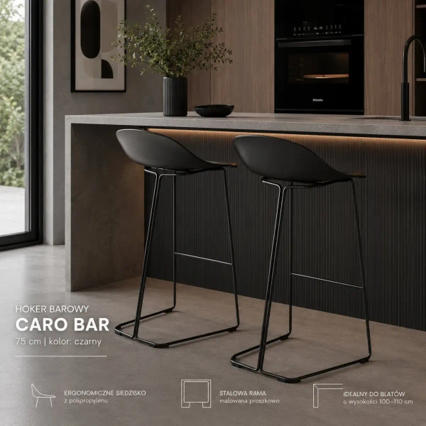 Kuchenny barowy hoker CARO BAR czarny MH-007H-BB metalowy