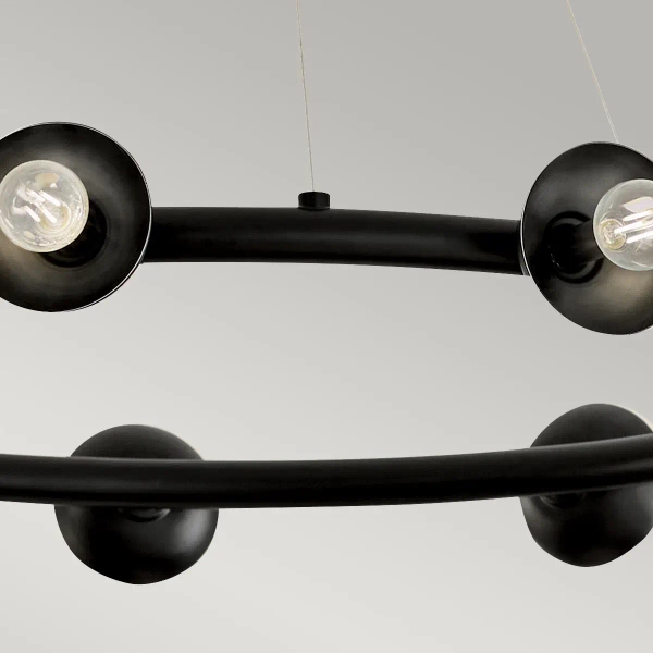 Industrialny żyrandol do salonu Palta KL-PALTA9-BK ring metalowy czarny