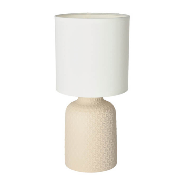 Ceramiczna lampka nocna Iner 41-79879 abażur biała beżowa