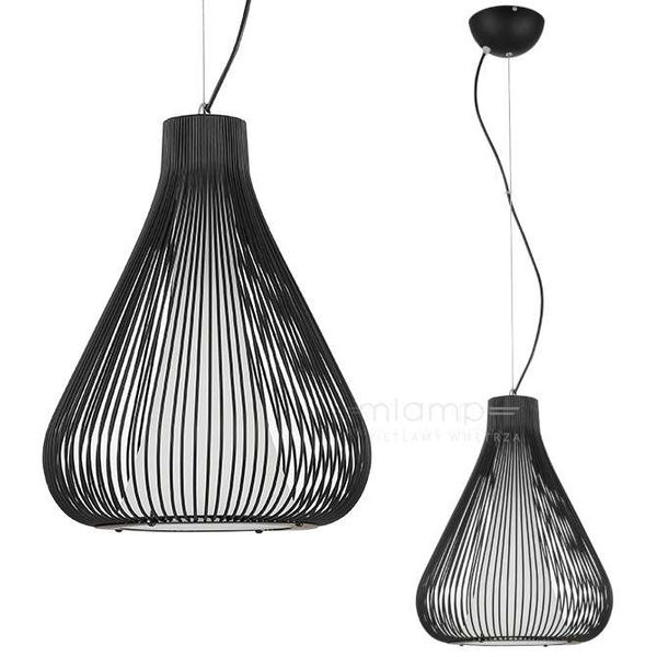 Industrialna LAMPA wisząca INKSIS MDM2245-1 Italux skandynawska OPRAWA metalowy ZWIS druciana klatka czarna