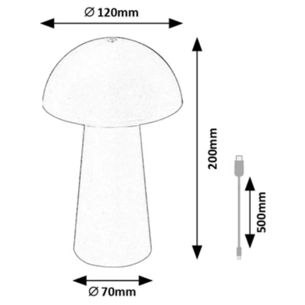 Ledowa lampka stołowa grzyb Mireo 76036 LED 1,5W 3000K IP44 czarny