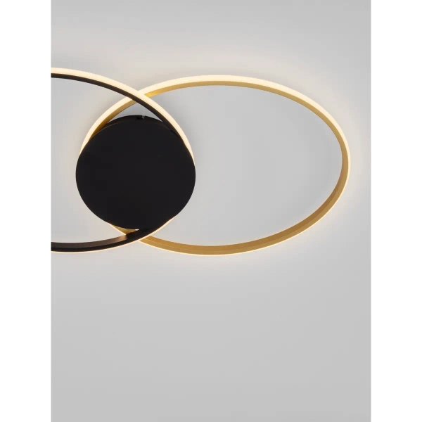 Nowoczesny plafon do sypialni GANTELO LE45491 LED 43W 3200K czarna złota