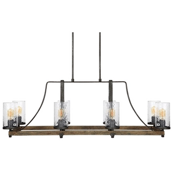 Lampa wisząca podłużna QN-ANGELO8-ISLE drewniana czarna