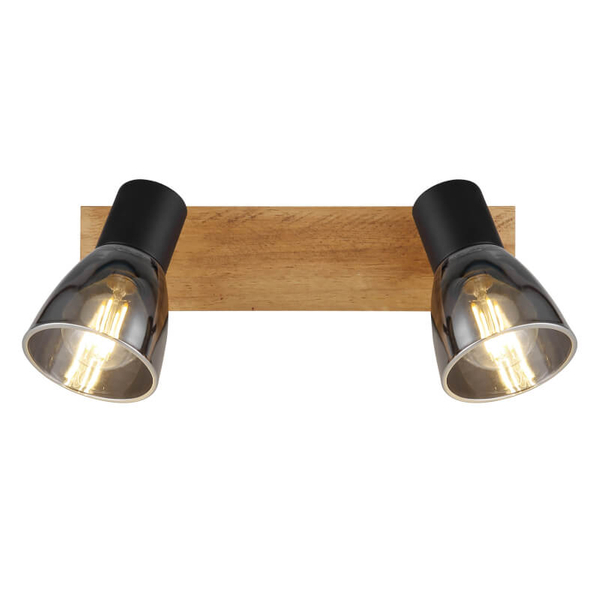 Lampa sufitowa Claude 54307-2W z regulacją drewno przydymiona