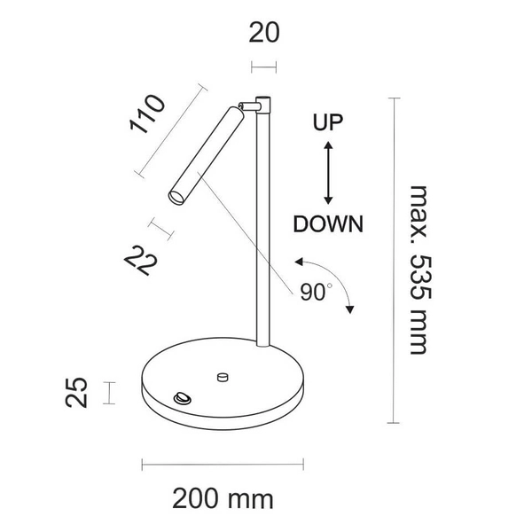 Stołowa LAMPKA regulowana KOSAME 7874 Shilo metalowa LAMPA tuba na biurko czarna