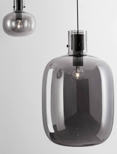 Podwieszana lampa salonowa Padre stylowa czarna przydymiona