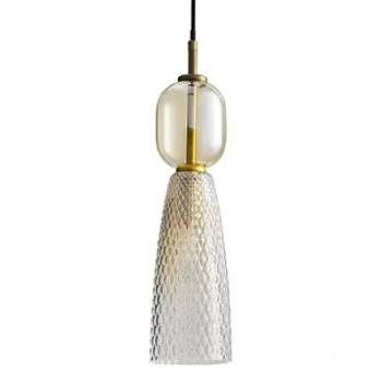 Szklana zwisająca lampa do kuchni 23008 nad stół mosiądz