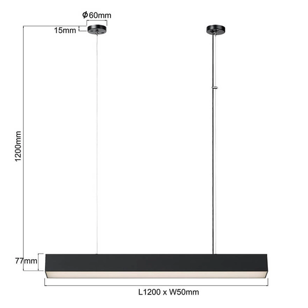 Podłużna lampa wisząca Luci LP-1401/1P M BK Smart LED 32W 3000-6000K czarna