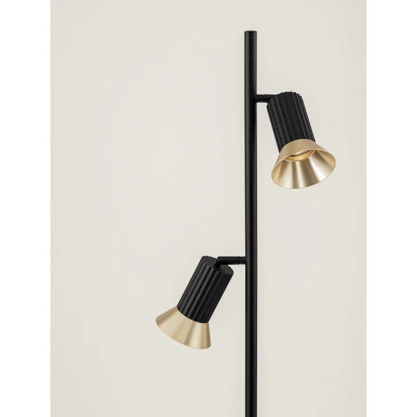 Stojąca lampa do salonu MARENZO LE45612 metalowa z wtyczką czarna złota
