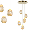 Wisząca LAMPA kaskada HUELTO PND-22112132-5A-CHPN Italux szklana OPRAWA loftowy ZWIS LED 24W 3000K kulisty złoty szampański