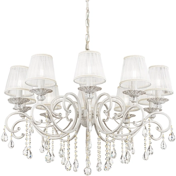 Pałacowa lampa wisząca Grace ARM247-10-G crystal biała