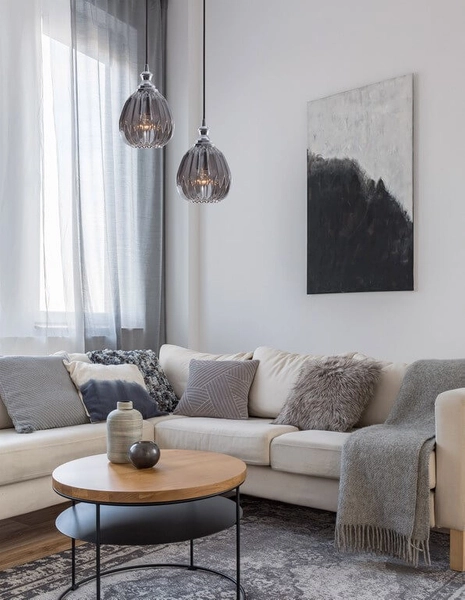 LAMPA wisząca BAILEN LE41892 Luces Exclusivas szklana OPRAWA zwis łezka chrom szara