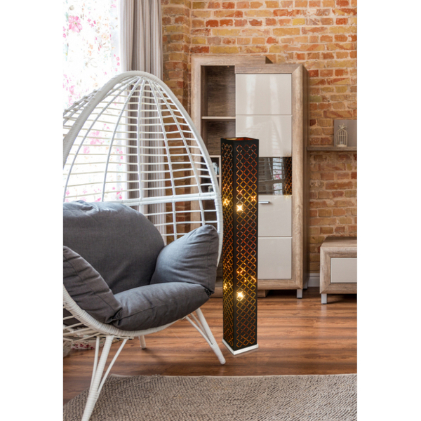 Prostokątna lampa podłogowa Clarke 15229S2 stojąca abażurowa czarna złota
