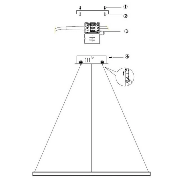 Lampa wisząca RING LP-909/1P L BK Light Prestige LED 48W 3000K metalowa 1-punktowa okrągły pierścień zwis czarny