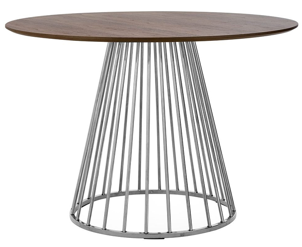 Okrągły stół GLAM WALNUT z drewnianym blatem orzech chrom