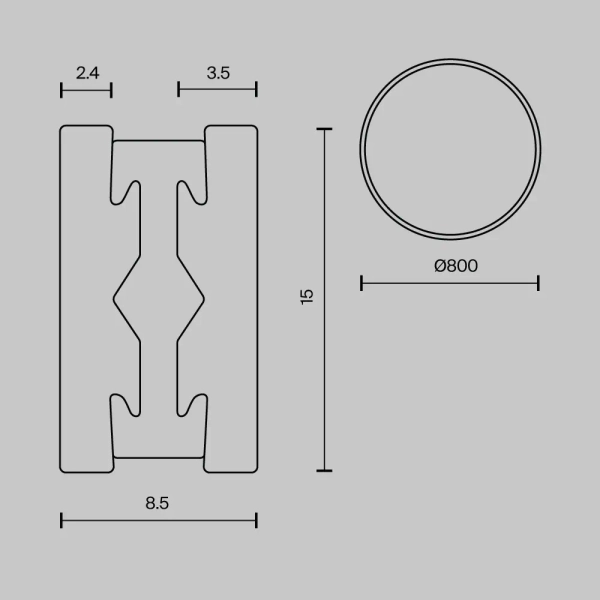 Metalowa szyna system magnetyczny 0,8m Flarity TRX154-R-D800-BS mosiądz