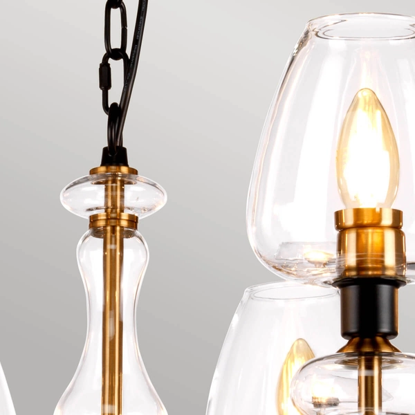 Industrialna lampa wisząca Armand DL-ARMAND8-AB Elstead metalowa złota czarna