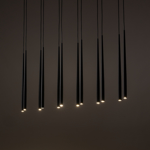 Zwisająca lampa na listwie Piano 10115 tubki sople metalowa czarna