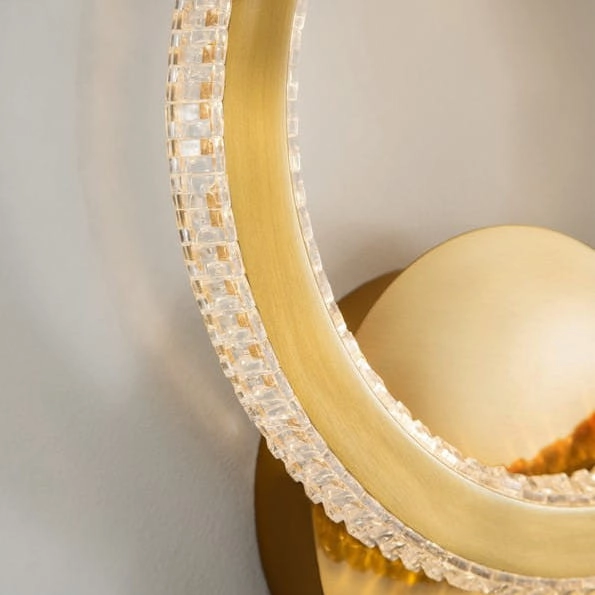 Ścienna LAMPA glamour MONTE LE41692 Luces Exclusivas okrąga OPRAWA kinkiet LED 19W 2925K pierścień ring modernistyczny złot