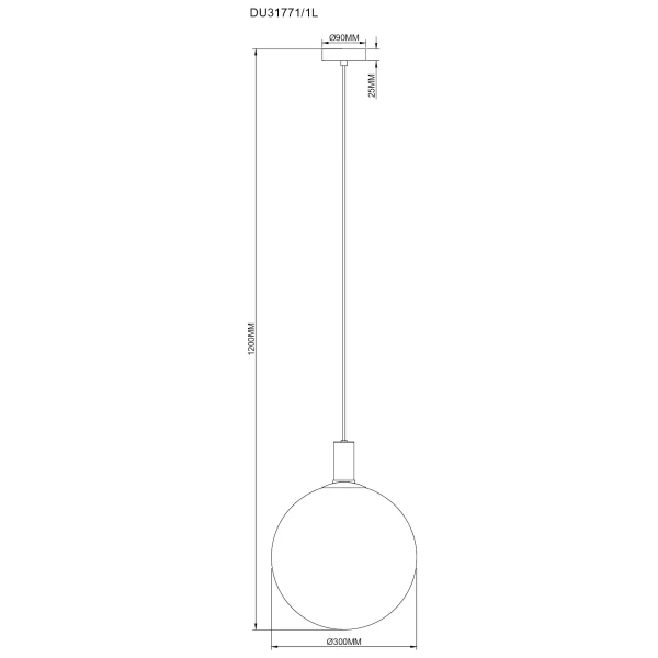 Szklana wisząca lampa zwis Nua DU31771/1L kula do salonu czarny złoty
