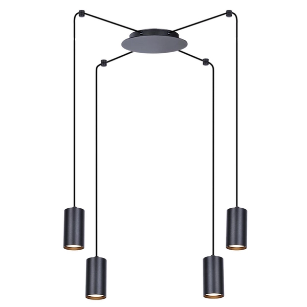 Metalowa LAMPA wisząca Puerto K-4897 Kaja pająk tuby loft do biura czarne