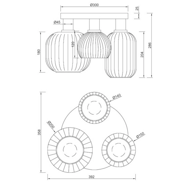 Nasufitowy plafon DIVA 619800332 Trio balls przydymiony czarny