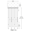 Lampa wisząca LOYA P0461-11A-B5SC LED 55W 3000K tuby chrom miedź złoty