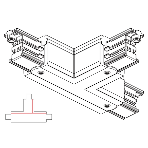 T-ŁĄCZNIK szynoprzewodu prawy 8126 Shilo do 3-fazowej szyny biały
