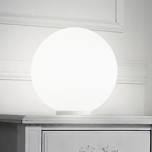 Kulista lampa stołowa Mapa biała szklana 1xE27 42W okrągła kula ball do salonu 9131