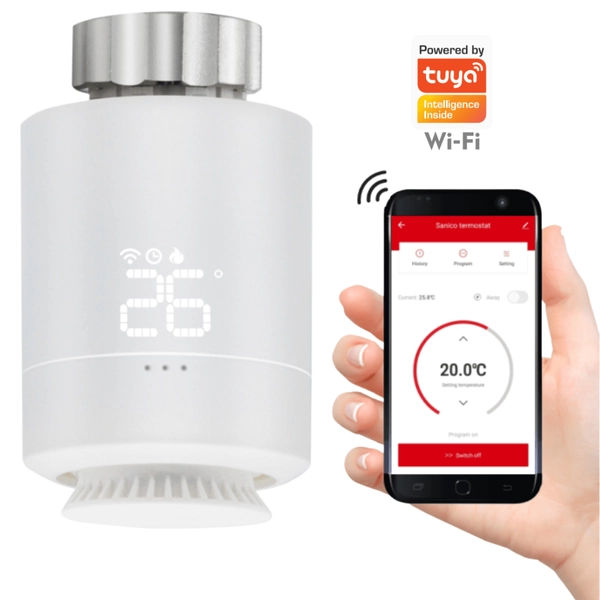 Głowica termostatyczna Zigbee 317469 Smart Wifi Tuya biała