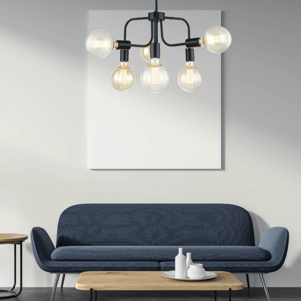 LAMPA sufitowa KRISTY MDM-3678/6 BK Italux industrialna OPRAWA metalowa żarówki bulbs loft czarna