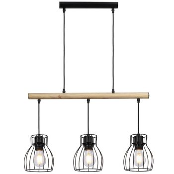 Loftowa lampa wisząca BERNITA 33-78087 druciany na belce czarny drewno