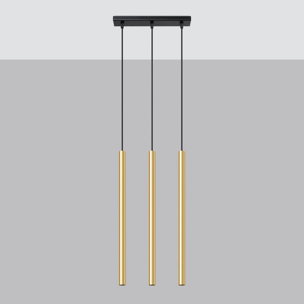Potrójna lampa wisząca Pastelo SL.1196 do jadalni złota czarna