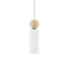 Lampa wisząca glamour CORVIZO LE45273 szklana metalowa biała złota