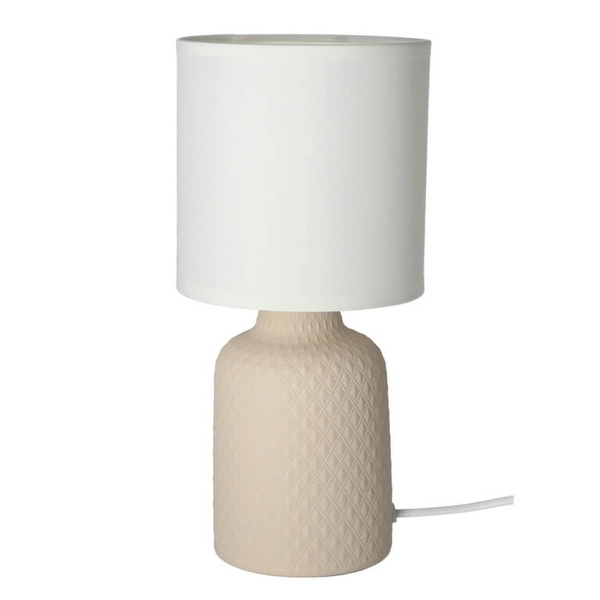 Ceramiczna lampka nocna Iner 41-79879 abażur biała beżowa