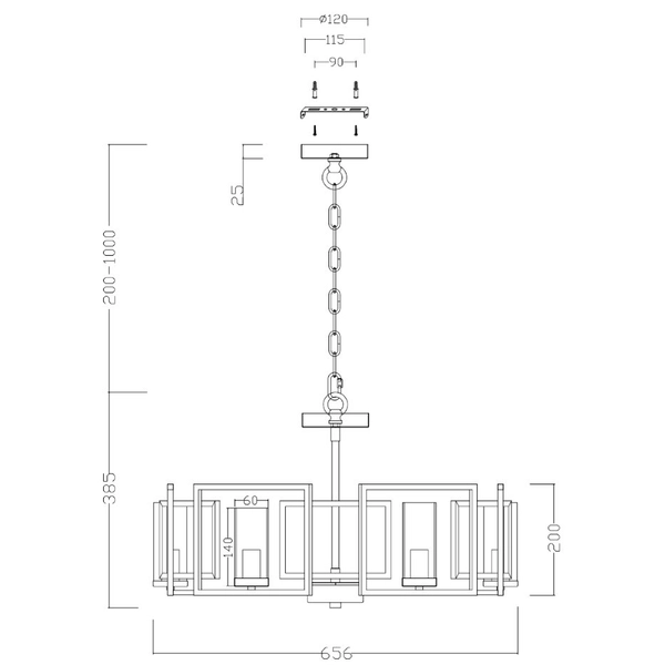 Lampa wisząca metalowa oprawa zwis na łańcuchu złoty BOWI OUTLET